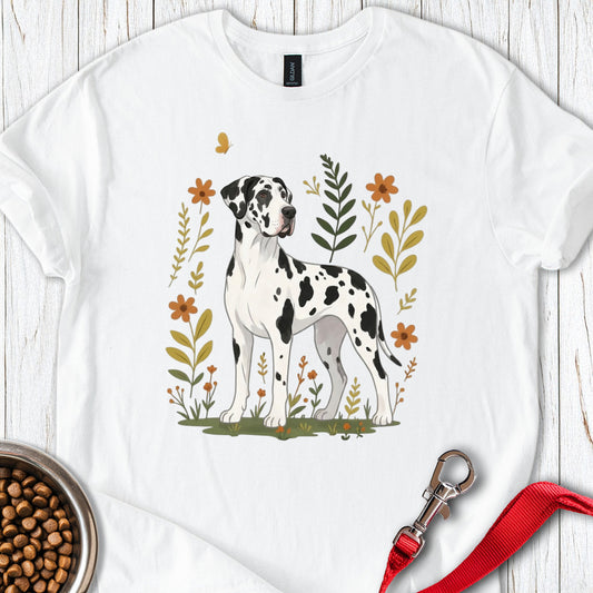 Harlequin Great Dane Flowers White
