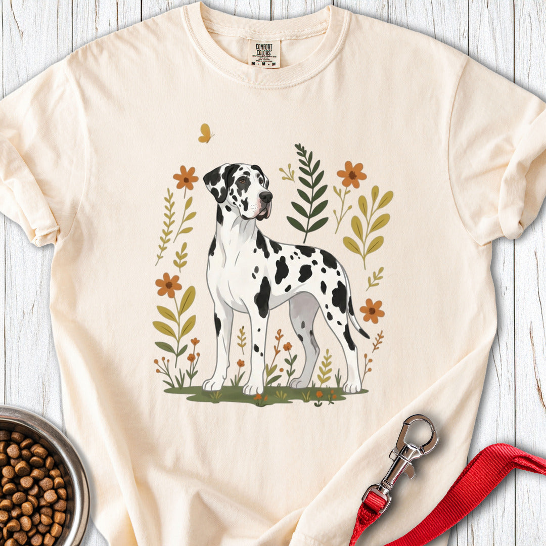 Harlequin Great Dane Flowers Premium Tee — Ivory