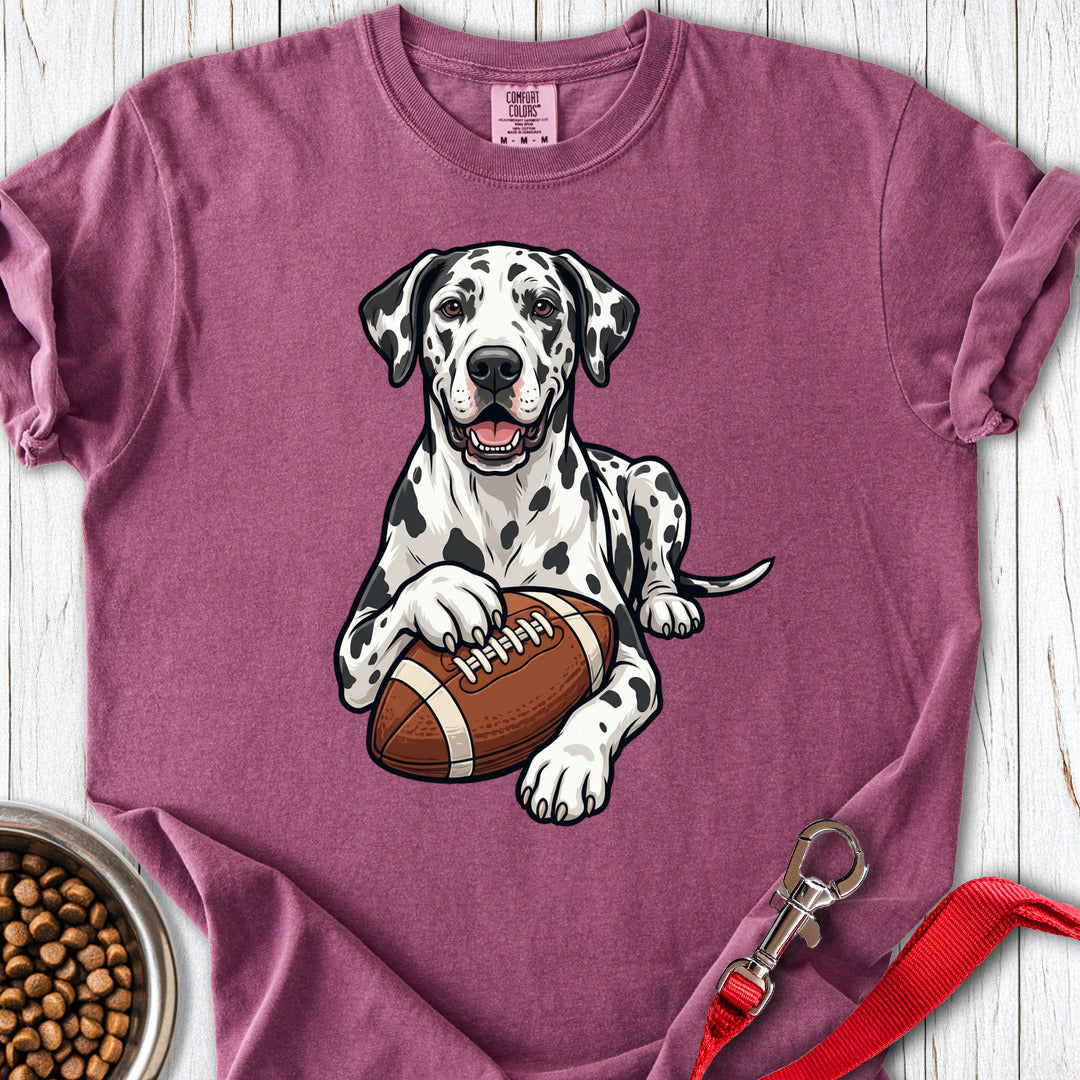 Harlequin Great Dane Football Premium Tee — Berry