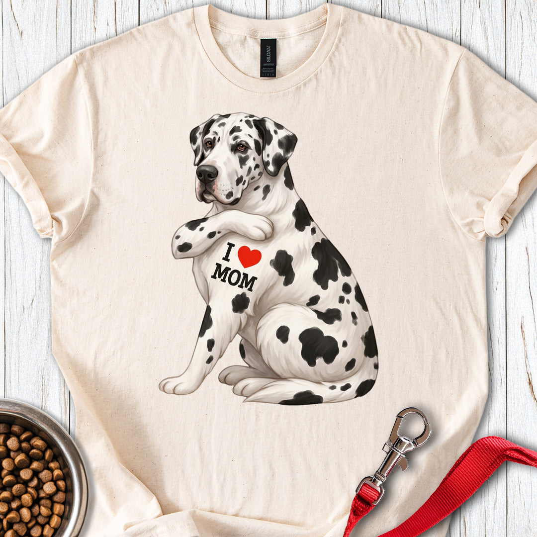 Harlequin Great Dane I Love Mom Natural