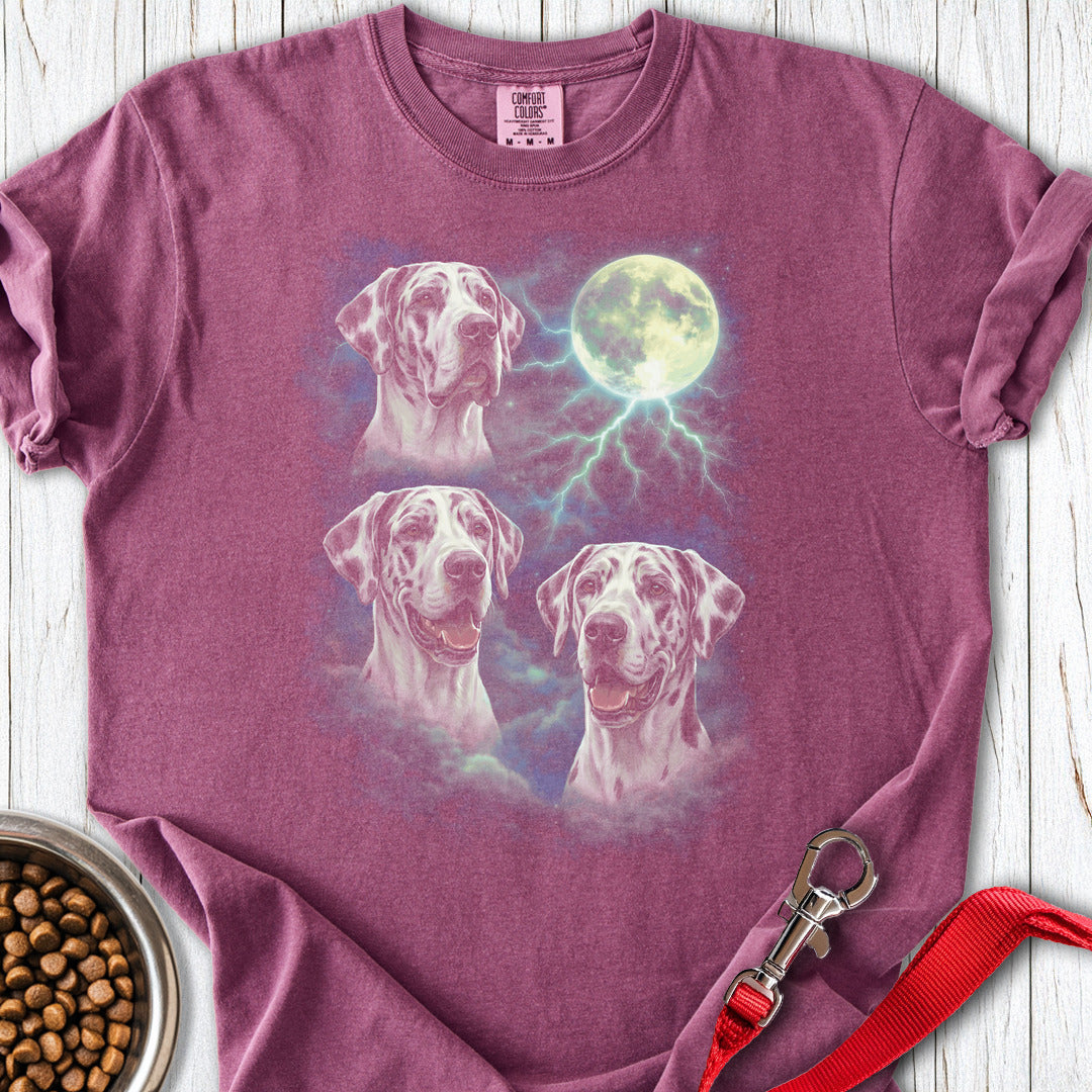 Harlequin Great Dane Moon Retro Premium Tee — Berry