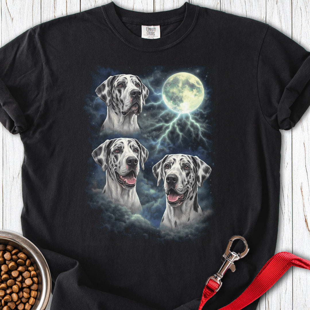 Harlequin Great Dane Moon Retro Premium Tee — Black