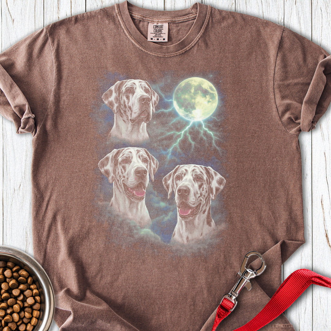 Harlequin Great Dane Moon Retro Premium Tee — Espresso