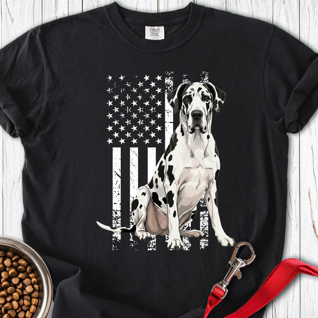 Harlequin Great Dane USA Flag Premium Tee — Black