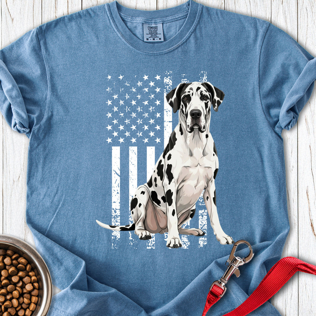 Harlequin Great Dane USA Flag Premium Tee — Blue Jean