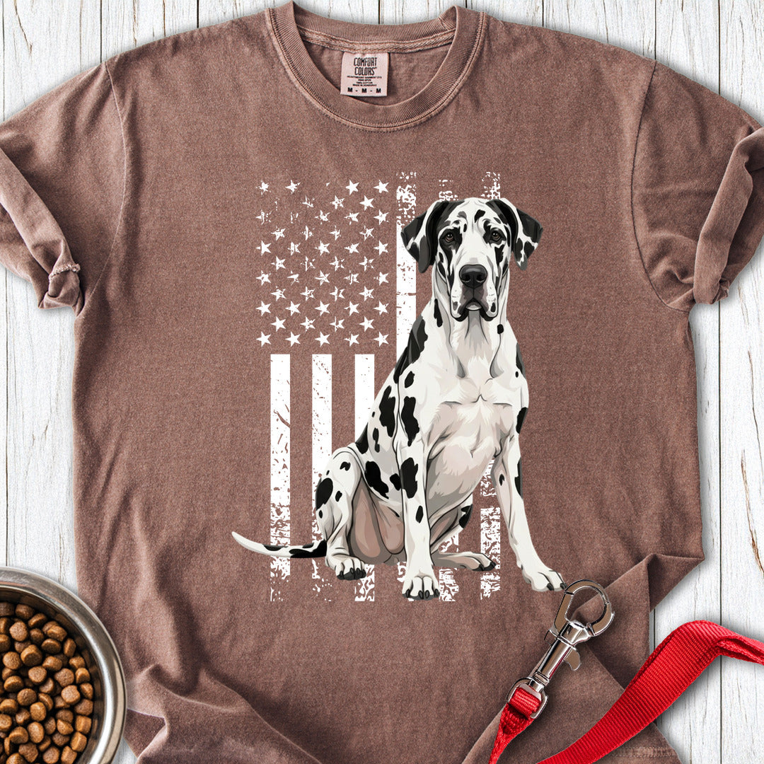 Harlequin Great Dane USA Flag Premium Tee — Espresso