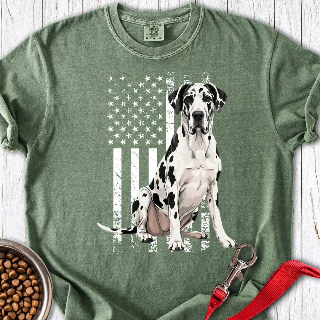 Harlequin Great Dane USA Flag Premium Tee — Moss