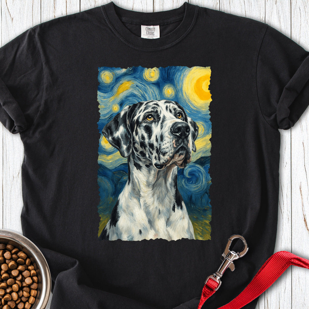 Harlequin Great Dane Van Gogh Premium Tee — Black