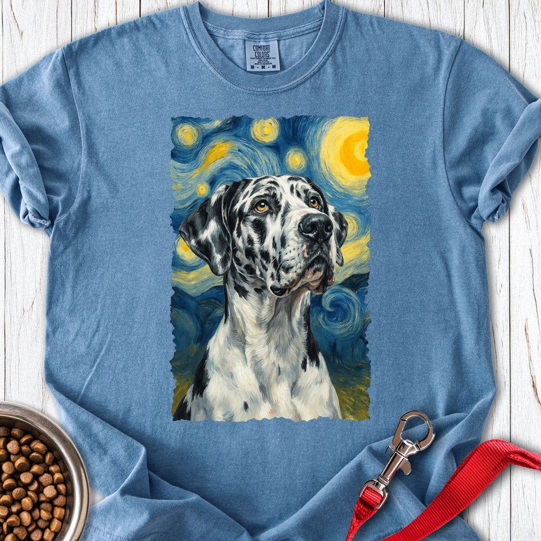 Harlequin Great Dane Van Gogh Premium Tee — Blue Jean