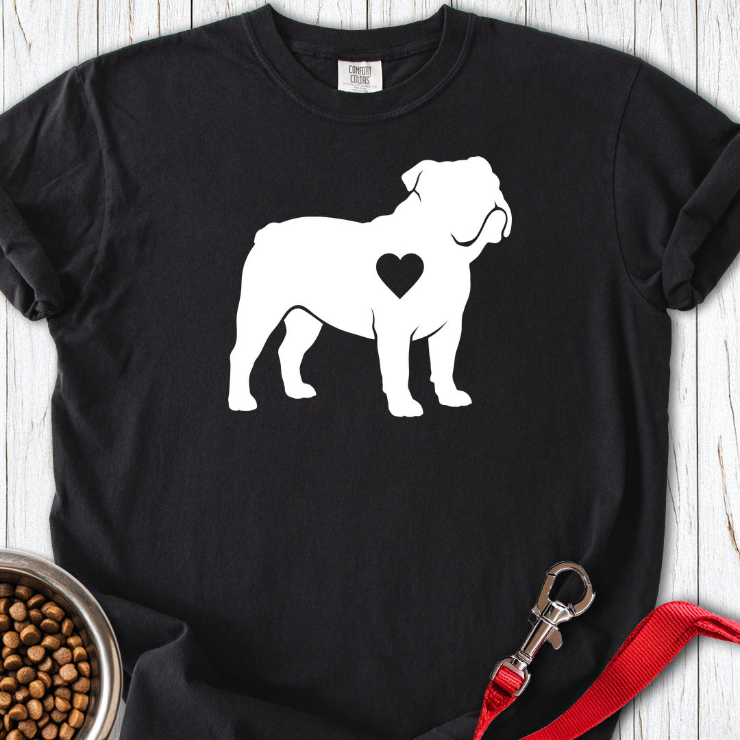 English Bulldog Heart Silhouette Premium Tee Black