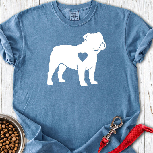 English Bulldog Heart Silhouette Premium Tee Blue Jean