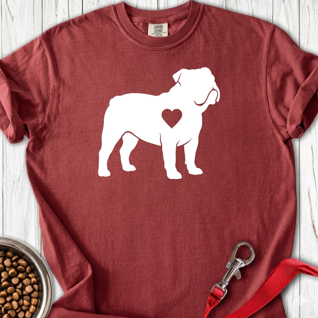 English Bulldog Heart Silhouette Premium Tee Brick