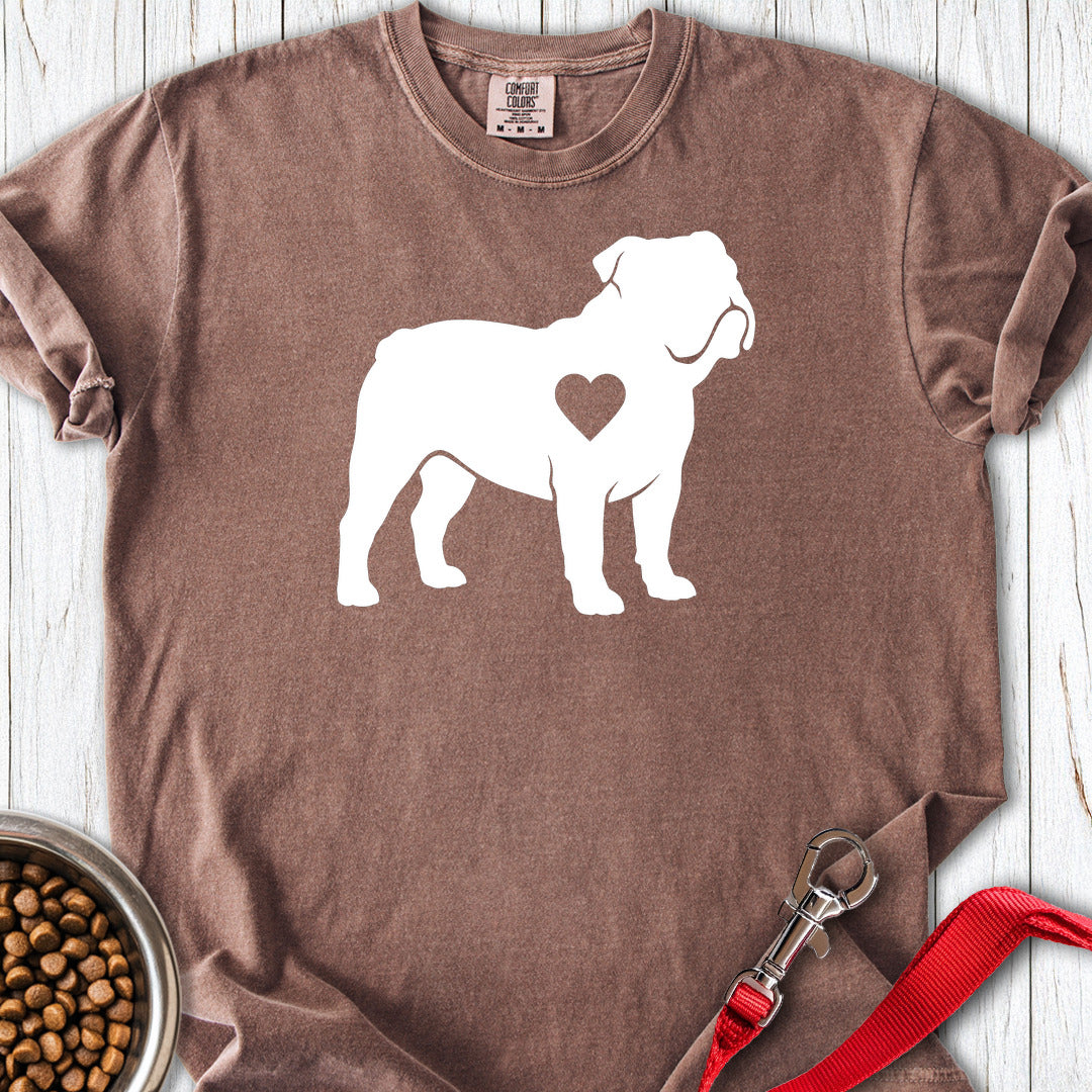 English Bulldog Heart Silhouette Premium Tee Espresso