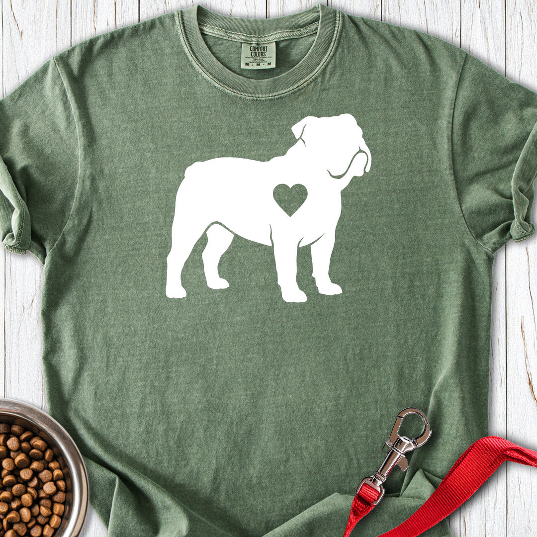 English Bulldog Heart Silhouette Premium Tee Moss