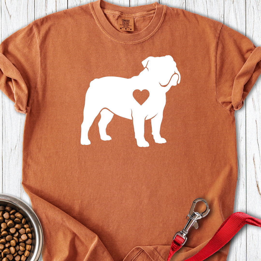English Bulldog Heart Silhouette Premium Tee Yam