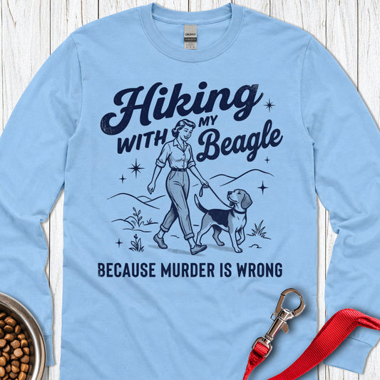 Hiking With My Beagle Long Sleeve — Carolina Blue
