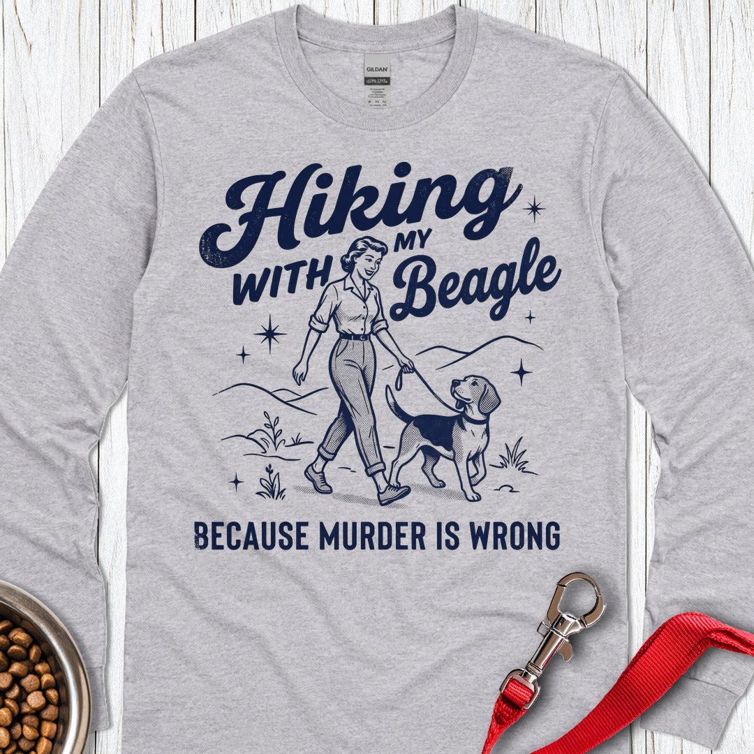 Hiking With My Beagle Long Sleeve — Sport Grey