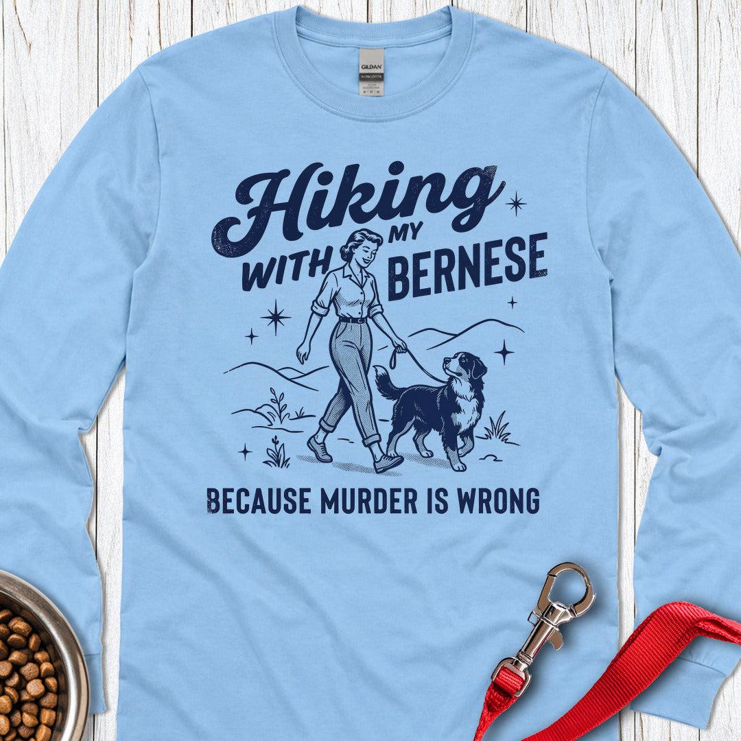 Hiking With My Bernese Mountain Dog Long Sleeve — Carolina Blue