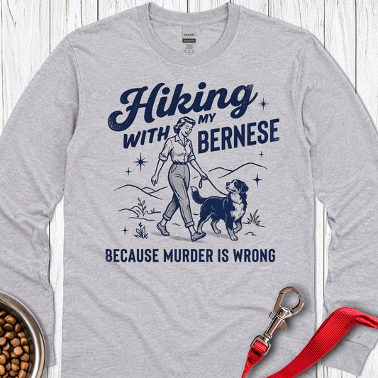 Hiking With My Bernese Mountain Dog Long Sleeve — Sport Grey