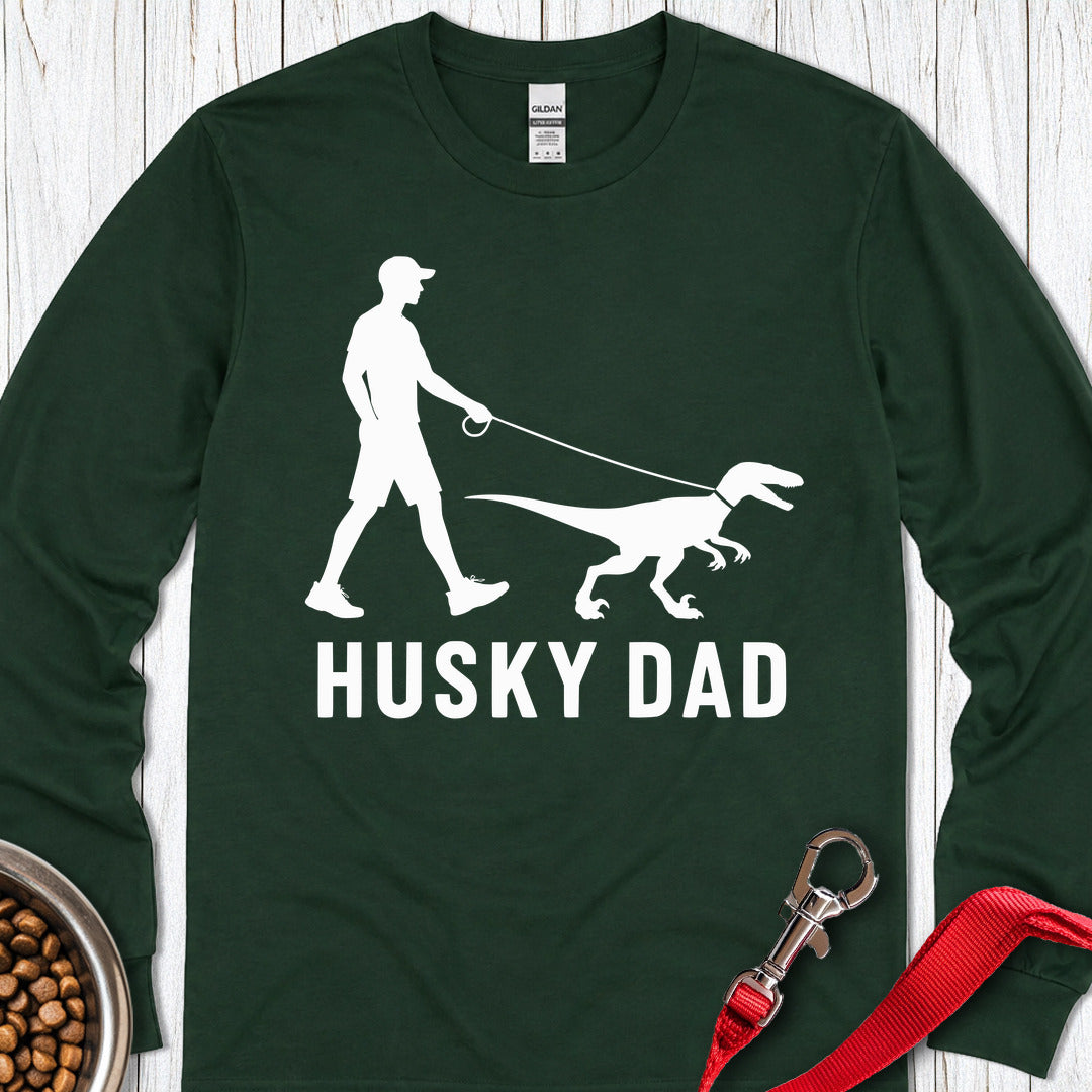 Husky Dad Velociraptor Long Sleeve — Forest Green