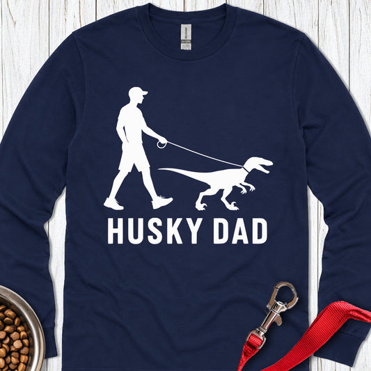 Husky Dad Velociraptor Long Sleeve — Navy