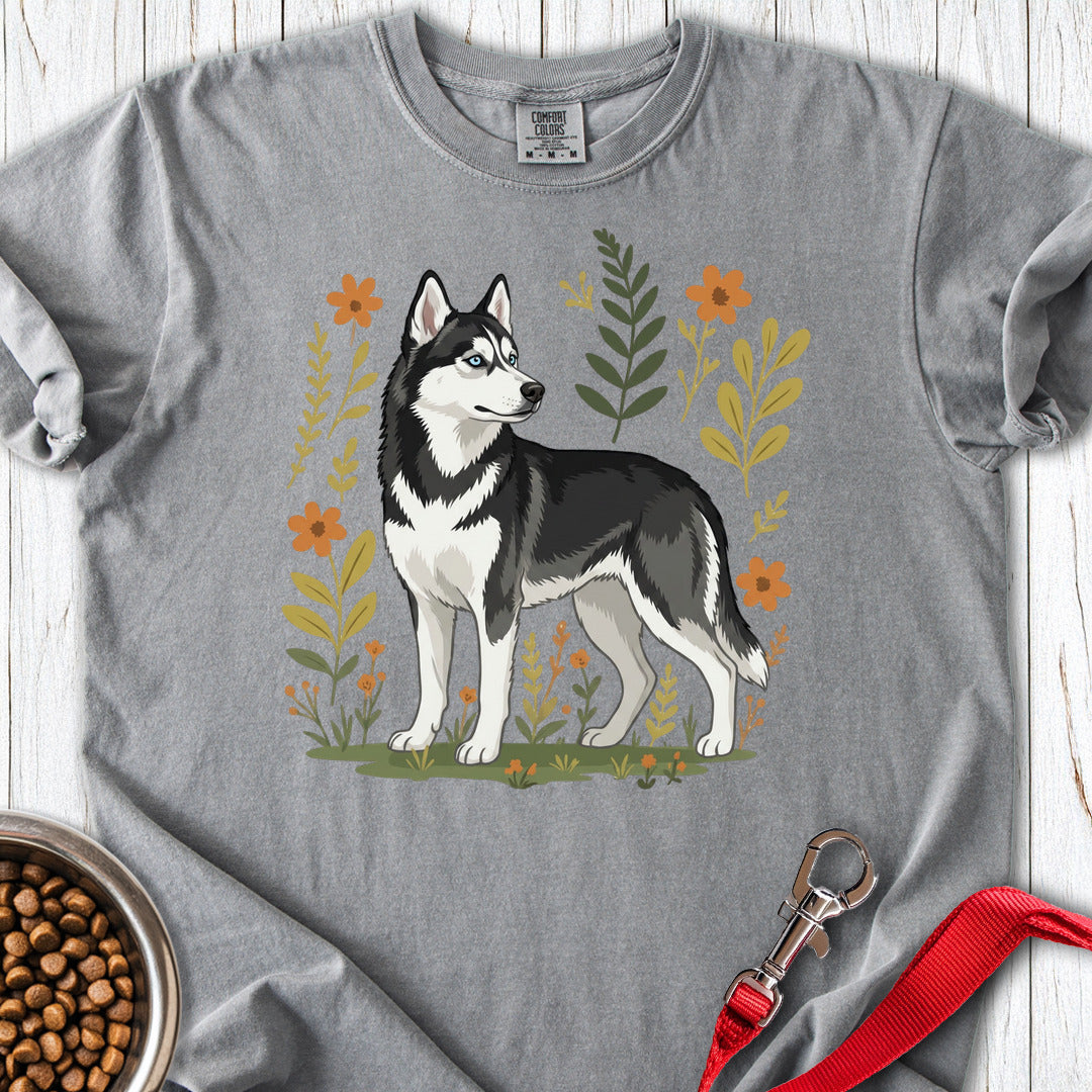 Husky Flowers Premium Tee Grey