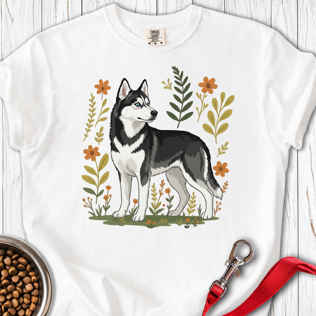Husky Flowers Premium Tee White