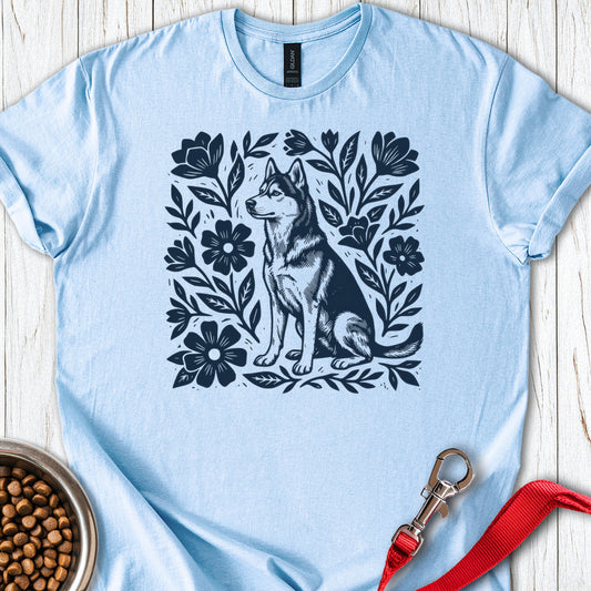 Husky Linocut Light Blue