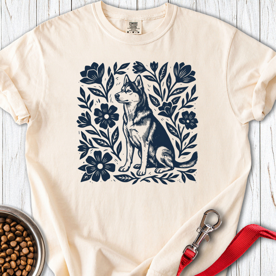 Husky Linocut Premium Tee Ivory