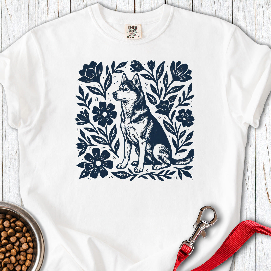 Husky Linocut Premium Tee White