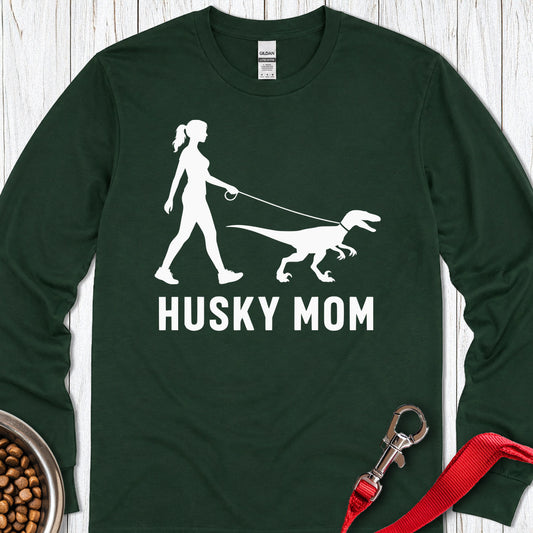 Husky Mom Velociraptor Long Sleeve — Forest Green