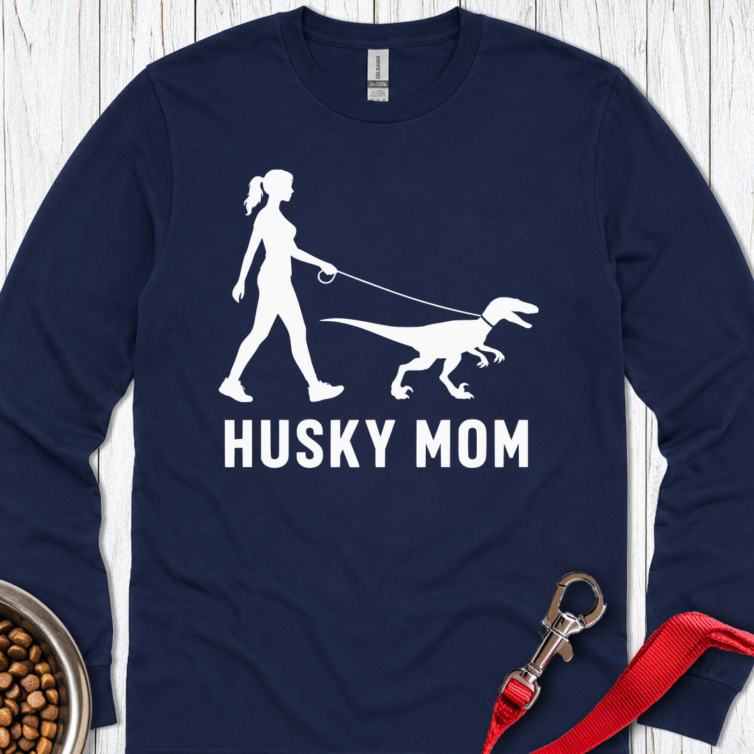 Husky Mom Velociraptor Long Sleeve — Navy