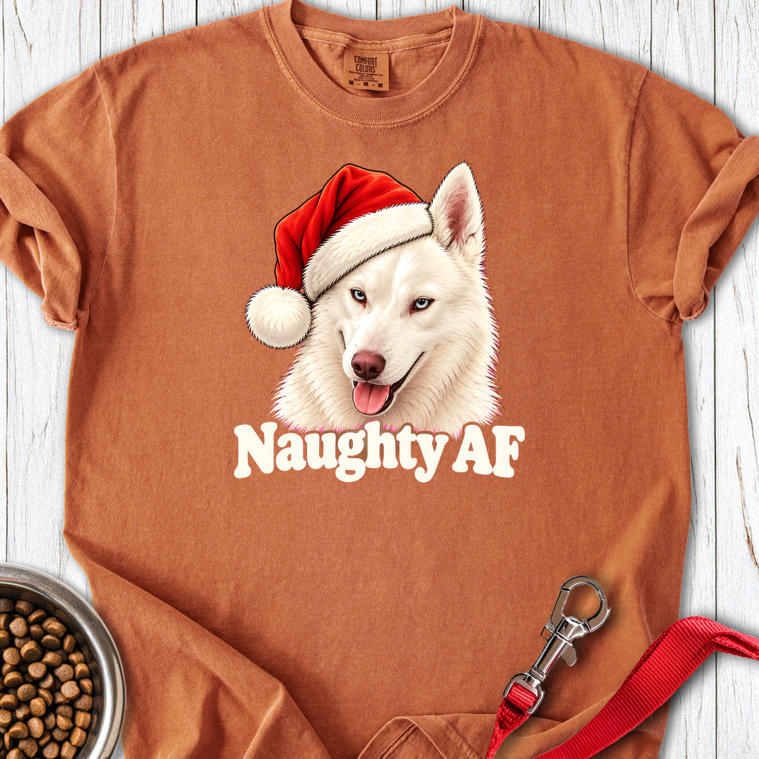 husky naughty Ondeugende Husky Met Kerstmuts Premium Tee — Yam