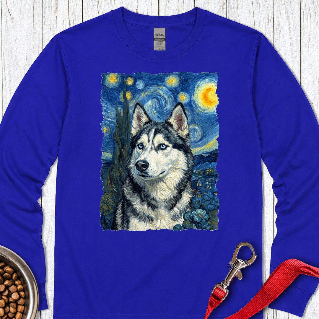 Husky Portrait Van Gogh Long Sleeve — Royal