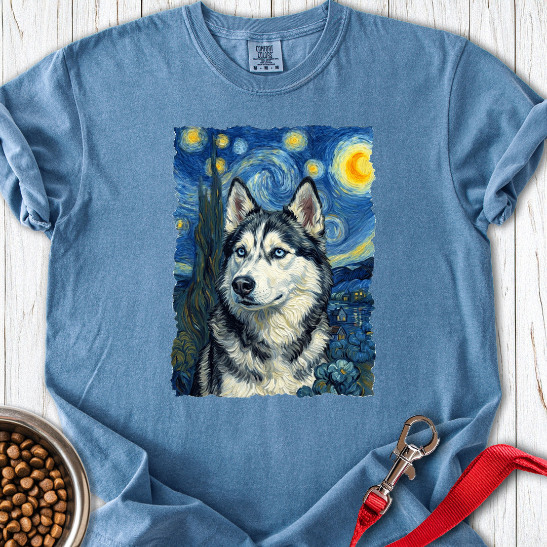 Husky Portrait Van Gogh Premium Tee Blue Jean