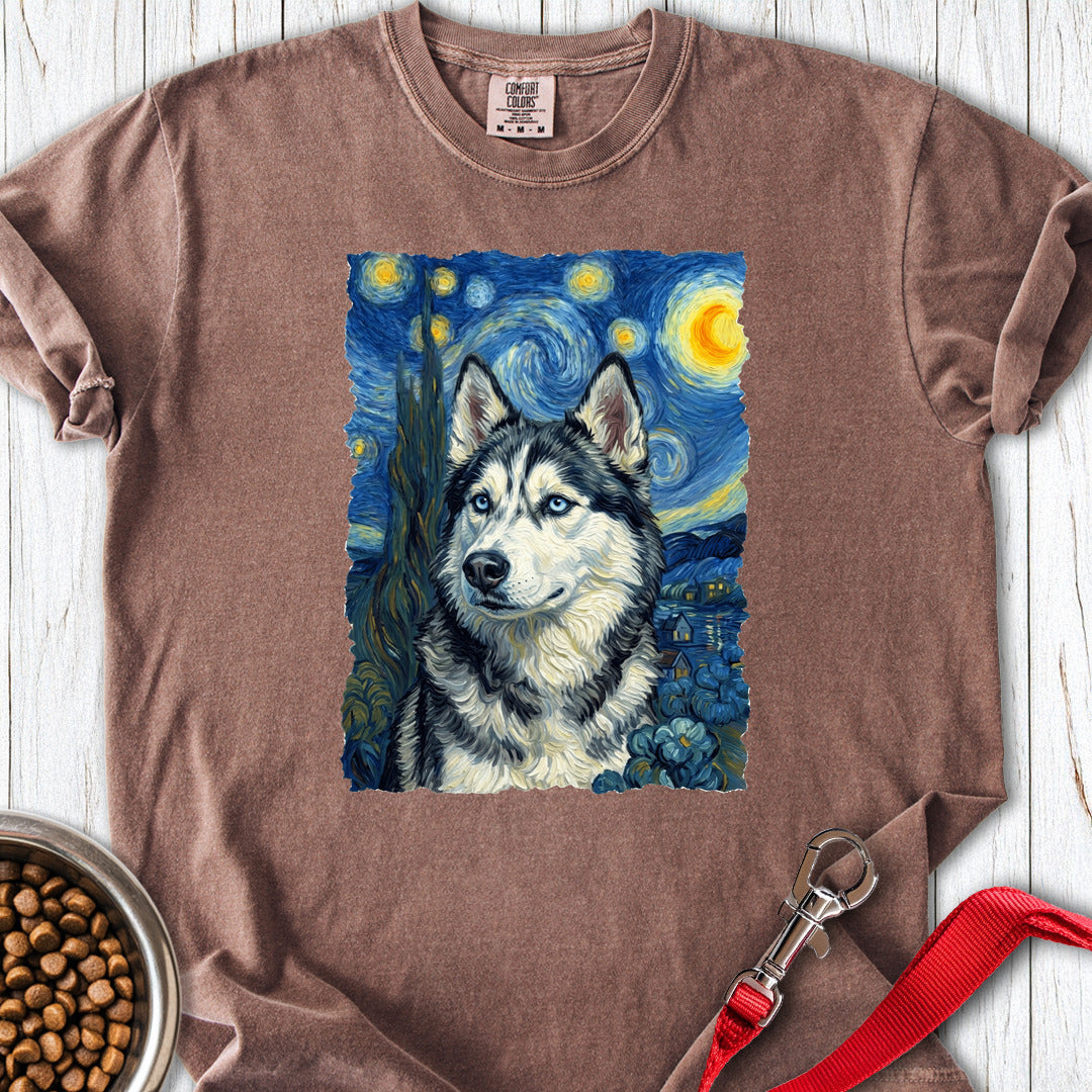 Husky Portrait Van Gogh Premium Tee Espresso