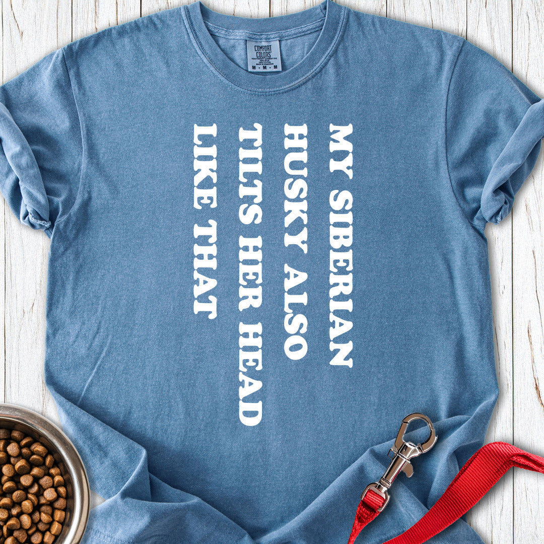 Husky Tilt Her Head Premium Tee Blue Jean