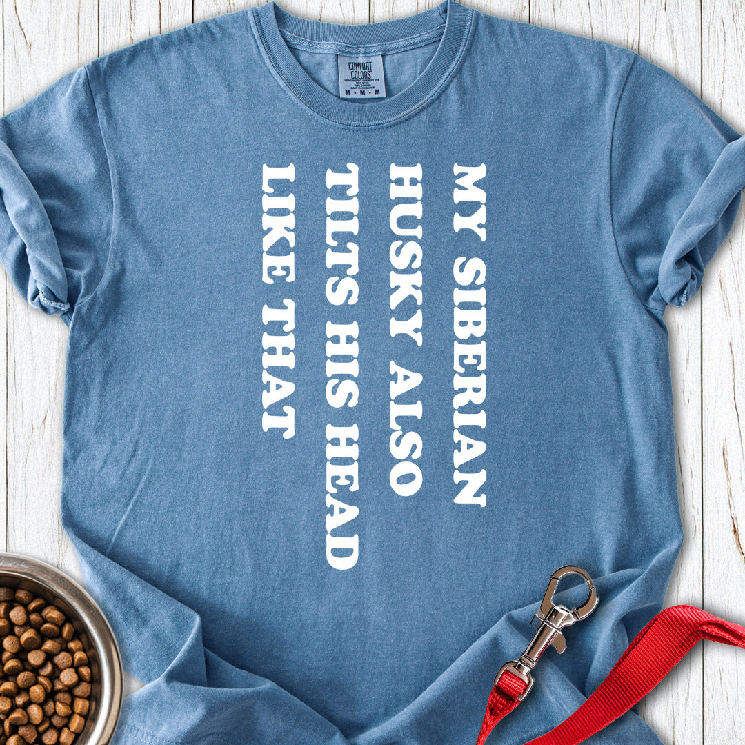 Husky Tilt His Head Premium Tee Blue Jean