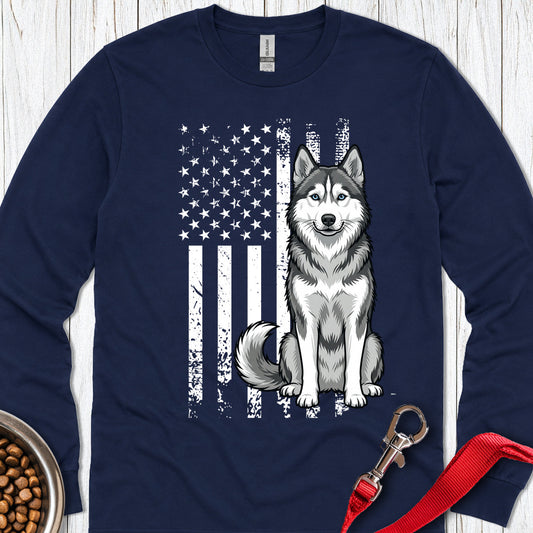 Husky USA Flag Long Sleeve — Navy