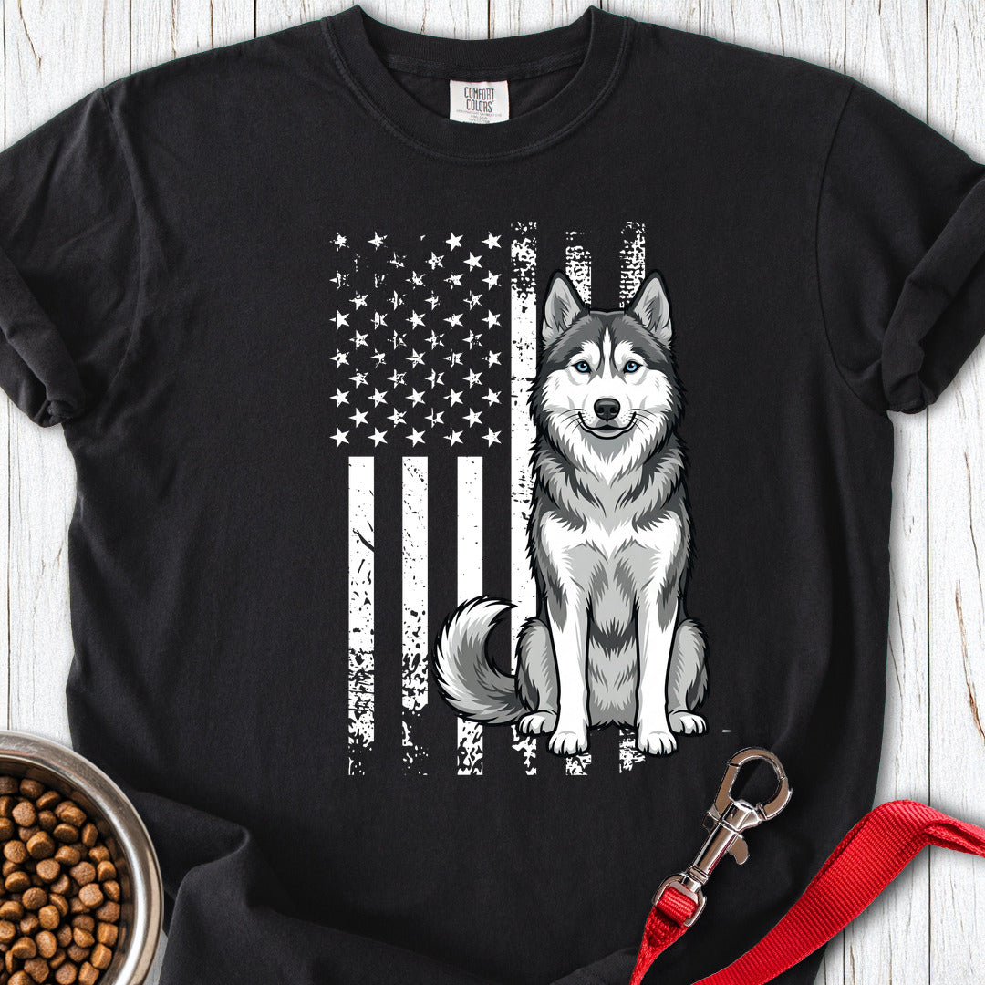 Husky USA Flag Premium Tee Black