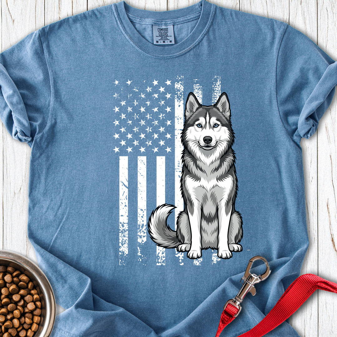 Husky USA Flag Premium Tee Blue Jean