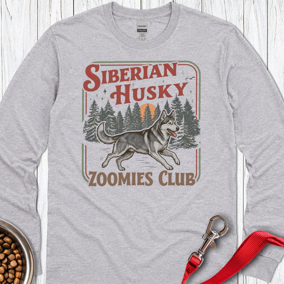 Husky Zoomies Club Long Sleeve — Sport Grey