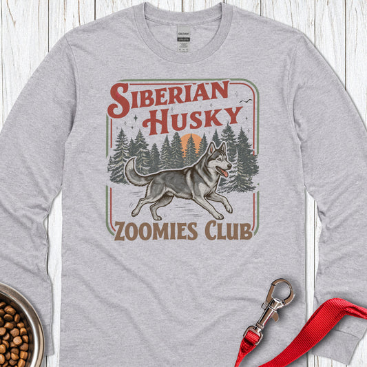 Husky Zoomies Club Long Sleeve — Sport Grey