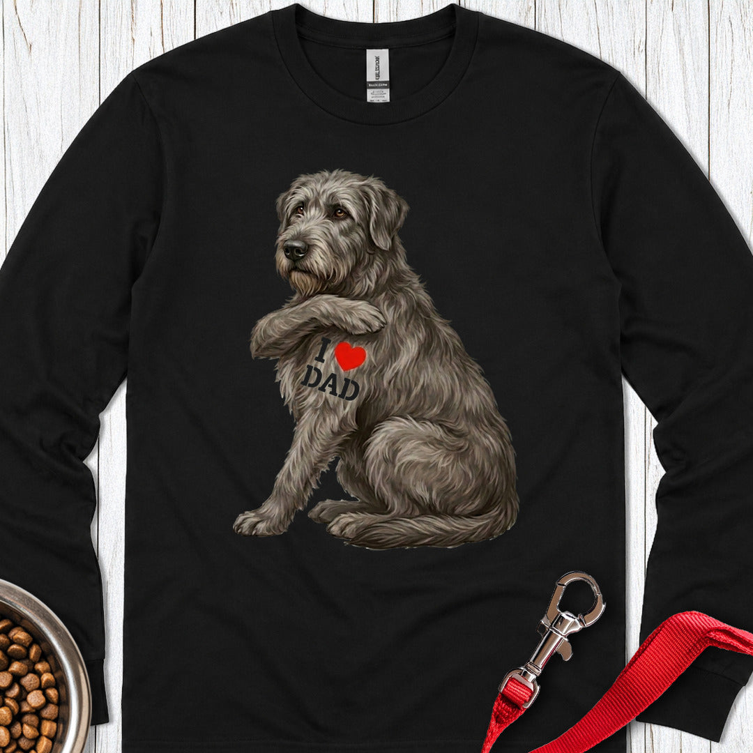 I Love Dad Irish Wolfhound Long Sleeve — Black