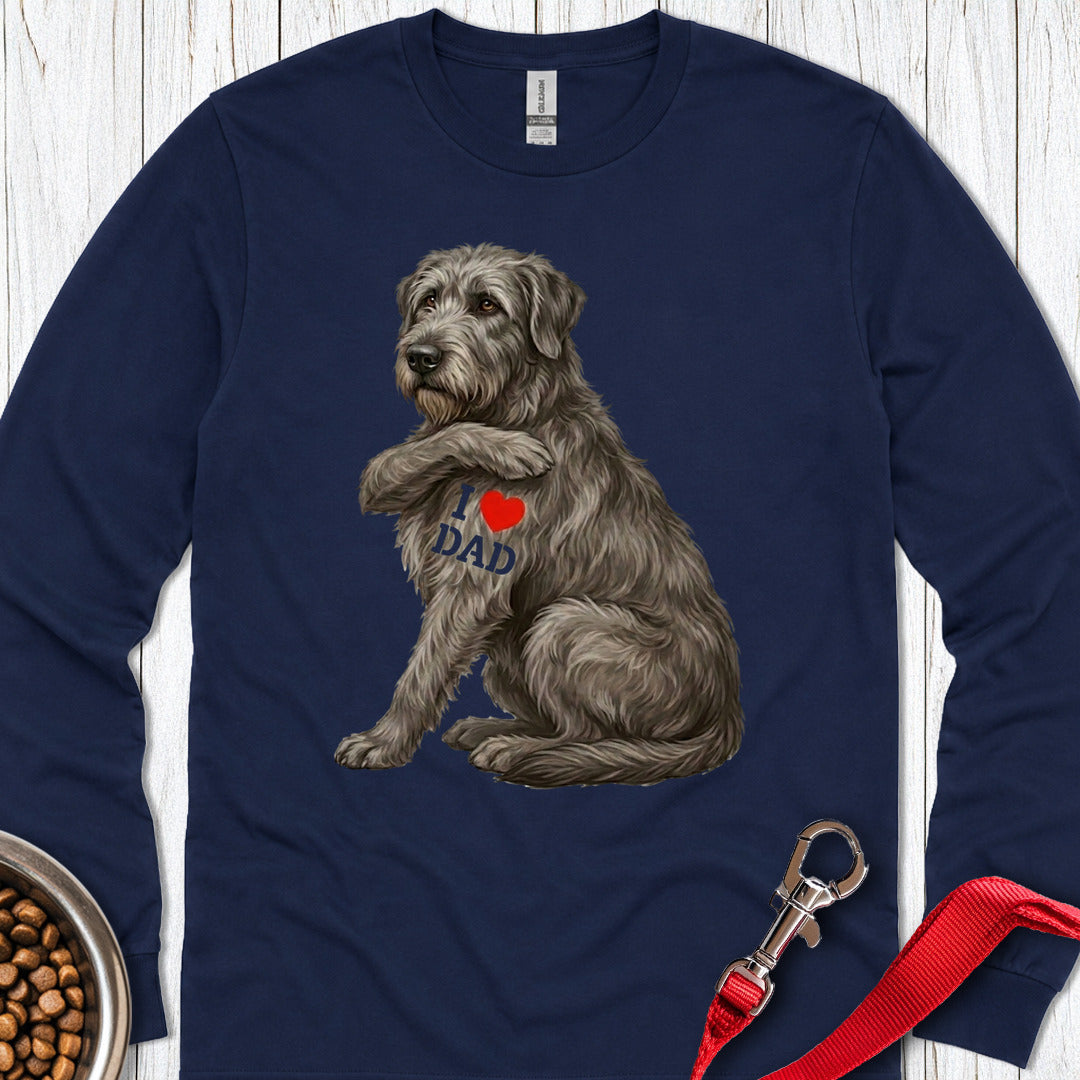 I Love Dad Irish Wolfhound Long Sleeve — Navy
