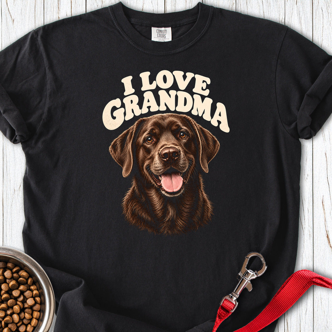 I Love Grandma Chocolate Labrador Premium Tee Black