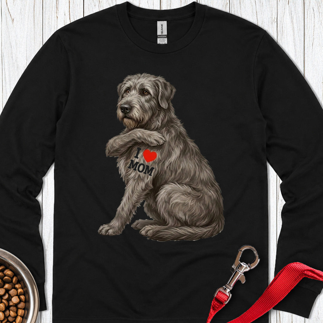 I Love Mom Irish Wolfhound Long Sleeve — Black