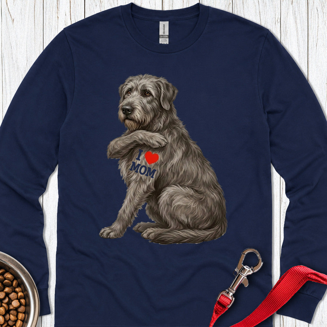 I Love Mom Irish Wolfhound Long Sleeve — Navy