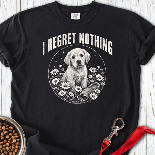 I Regret Nothing Golden Retriever Puppy Premium Tee Black