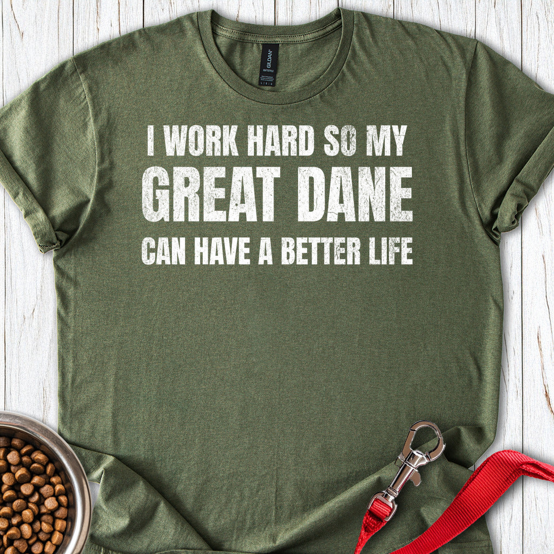 I Work Hard Great Dane Military Green